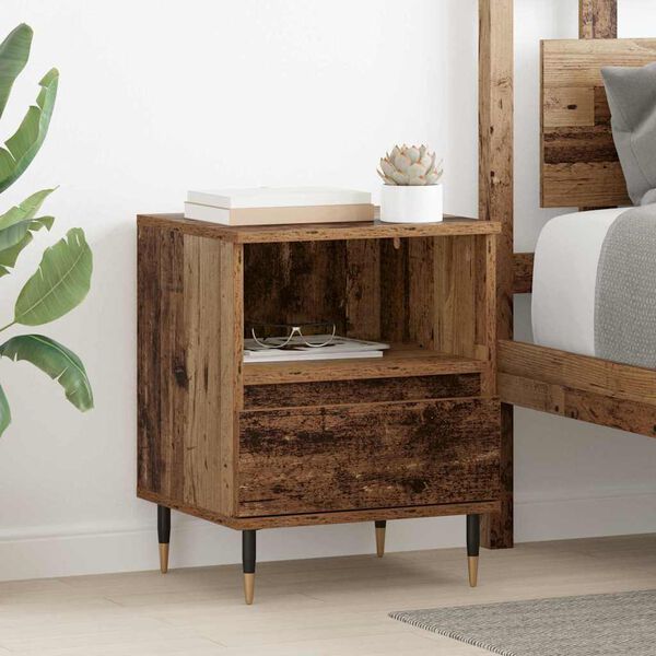 vidaXL Bedside Cabinet 2 pcs Old Wood 15.75 x 13.78 x 19.69 in