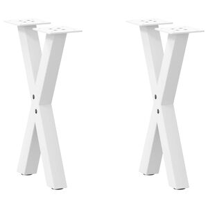 vidaXL Coffee Table Leg Set of 2 White Powder-coated steel Standard