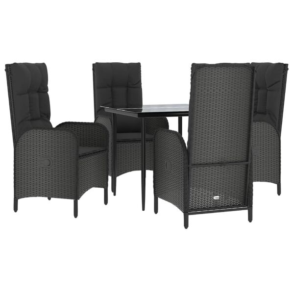 vidaXL Patio Dining Set Black