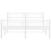 vidaXL Metal Bed Frame White Powder-Coated Steel 55.1 x 78.7 in