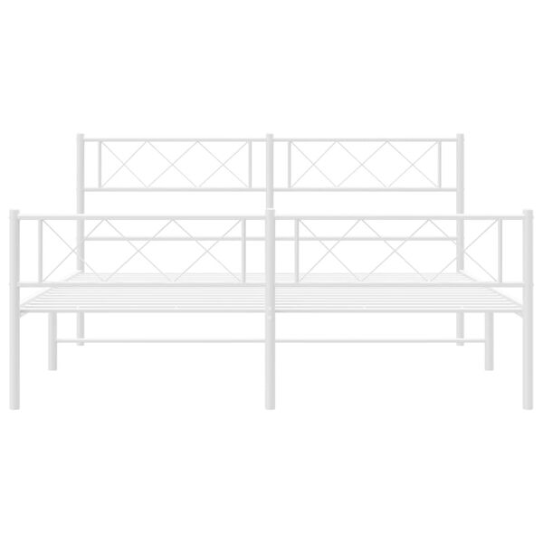 vidaXL Metal Bed Frame White Powder-Coated Steel 55.1 x 78.7 in