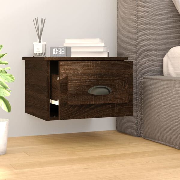 vidaXL Wall-mounted Bedside Cabinet Set of 2 Brown Oak Engineered Wood