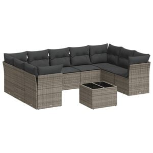 vidaXL Garden Sofa Set Grey, Dark Grey