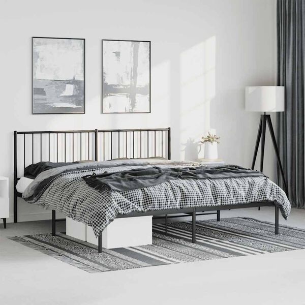 vidaXL Bed Frame Black Powder-coated steel Double Bed Frame