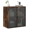vidaXL Wall Cabinet with Glass Doors Smoked Oak 26.8"x14.6"x27"