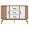 vidaXL Sideboard White and Brown Solid Pine Wood