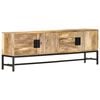 vidaXL TV Cabinet Brown and Black Solid Mango Wood and Powder-Coated Steel