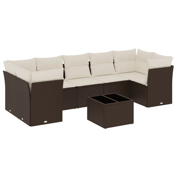 vidaXL Garden Sofa Set Brown, Cream white