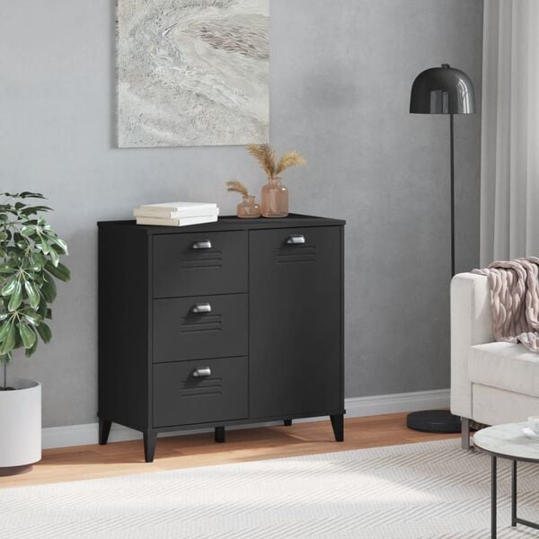 vidaXL Storage Cabinet Black Engineered wood, plastic Medium