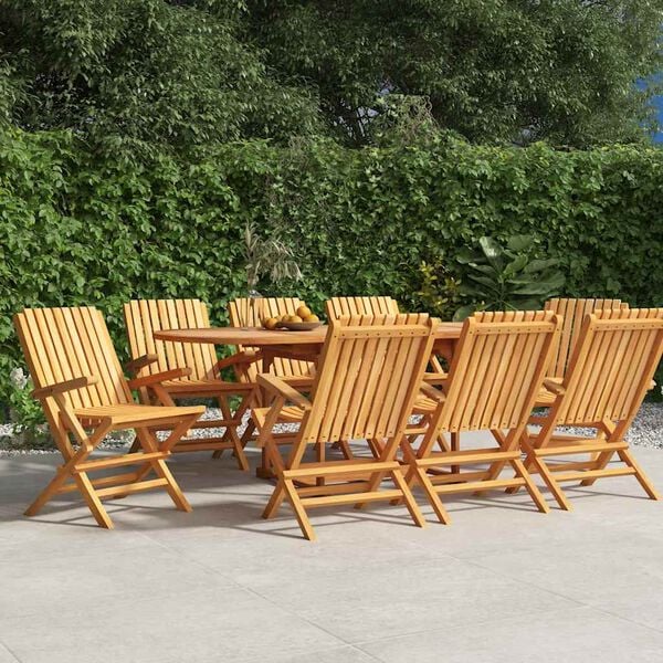 vidaXL Folding Garden Chair Set of 8 Teak Solid teak wood Standard