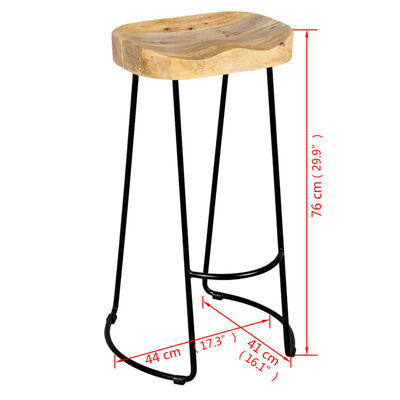 vidaXL Bar Stools 2 pcs Solid Mango Wood