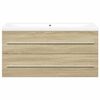 vidaXL Bathroom Furniture Set Sonoma oak, white Engineered wood, ceramic