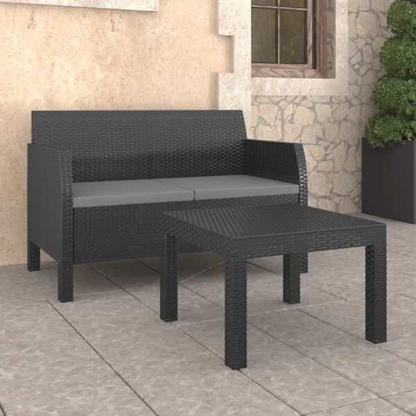 vidaXL Outdoor Lounge Set Anthracite Polypropylene with rattan look