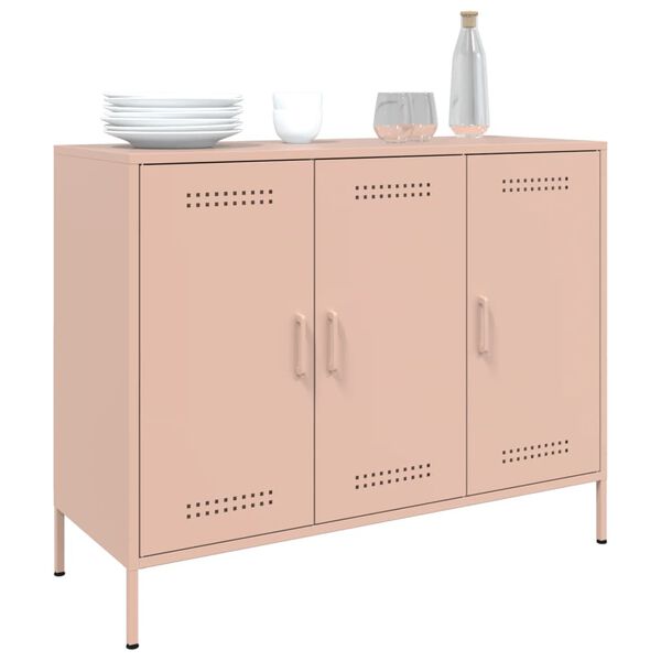vidaXL Sideboard Pink Cold-rolled steel Medium Adjustable Feet