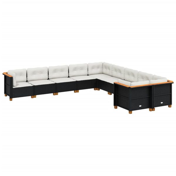 vidaXL Garden Sofa Set Black, Cream White