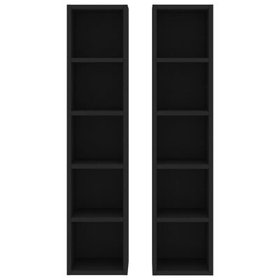 vidaXL CD Cabinets 2 pcs Black 8.3"x6.3"x36.8" Chipboard