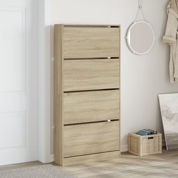 vidaXL Shoe Cabinet Sonoma Oak Engineered Wood Tall and Narrow