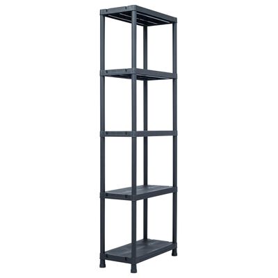 vidaXL Storage Shelf Racks 5 pcs Black 275.6 lb 23.6"x11.8"x70.9" Plastic