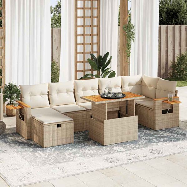 vidaXL Garden Sofa Set Beige, White