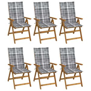 vidaXL Folding Patio Chairs 6 pcs with Cushions Solid Acacia Wood