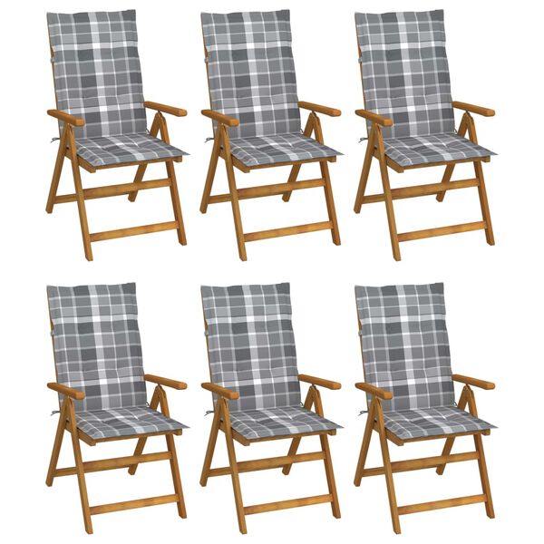 vidaXL Folding Patio Chairs 6 pcs with Cushions Solid Acacia Wood
