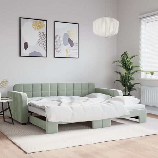 vidaXL Daybed With Trundle Light grey