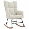 vidaXL Rocking Chair Cream White Velvet, Solid rubber wood, Steel