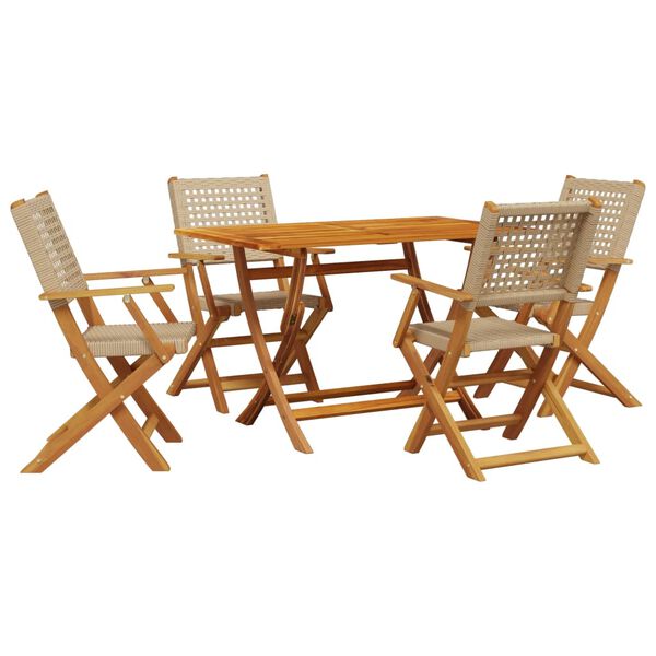 vidaXL Garden Dining Set Beige Solid acacia wood, PE rattan Medium