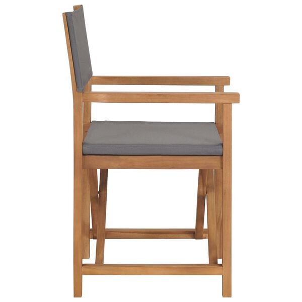 vidaXL Director's Chair Set of 2 Grey Teak wood, Polyester Standard