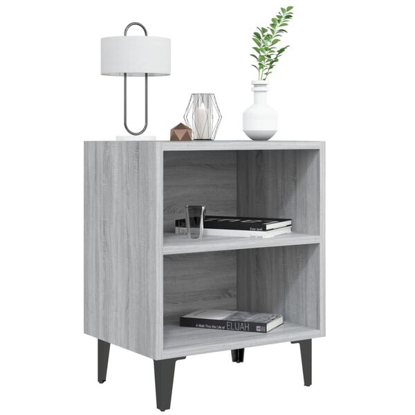 vidaXL Bed Cabinet Grey Sonoma Engineered wood, metal Small