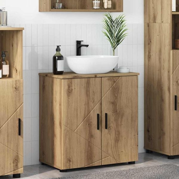vidaXL Bathroom Cabinet with Door Artisan Oak 24.02 x 13.78 x 25.20 in