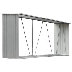 vidaXL Garden Log Storage Shed Galvanized Steel 129.9"x33.1"x59.8" Gray