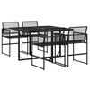 vidaXL Garden Dining Set Black PE rattan Medium Foldable