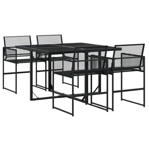 vidaXL Garden Dining Set Black PE rattan Medium Foldable