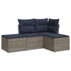 vidaXL 4 Piece Patio Sofa Set with Cushions Gray Poly Rattan