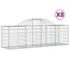 vidaXL Gabion Basket Set of 8 Silver Galvanized Iron 78.7x19.7x31.5 in