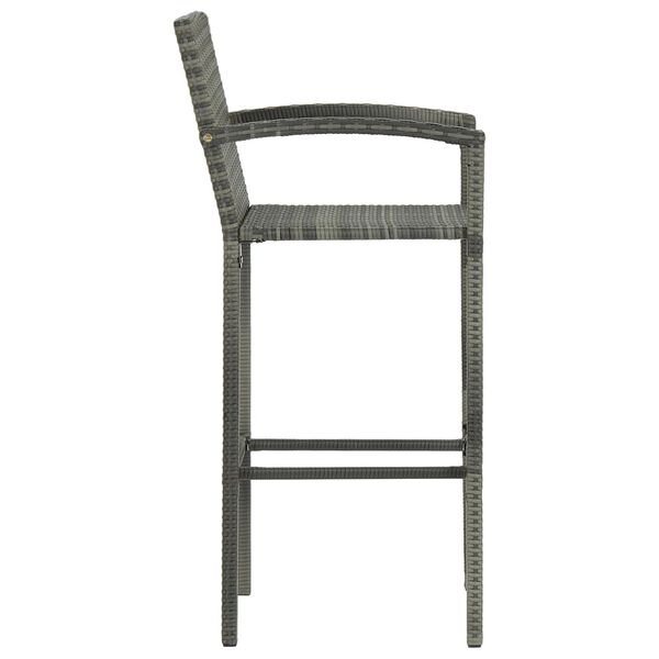 vidaXL Bar Stool Set of 4 Grey PE rattan, powder-coated steel Medium