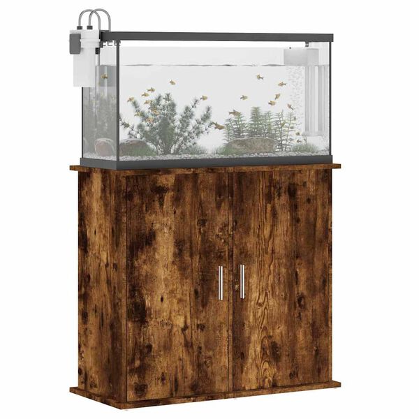 vidaXL Aquarium Stand Smoked Oak Engineered wood 32 x 14.2 x 28.7 in