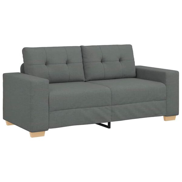 vidaXL Loveseat Sofa Dark Grey Polyester Fabric, Plywood, Steel, Plastic
