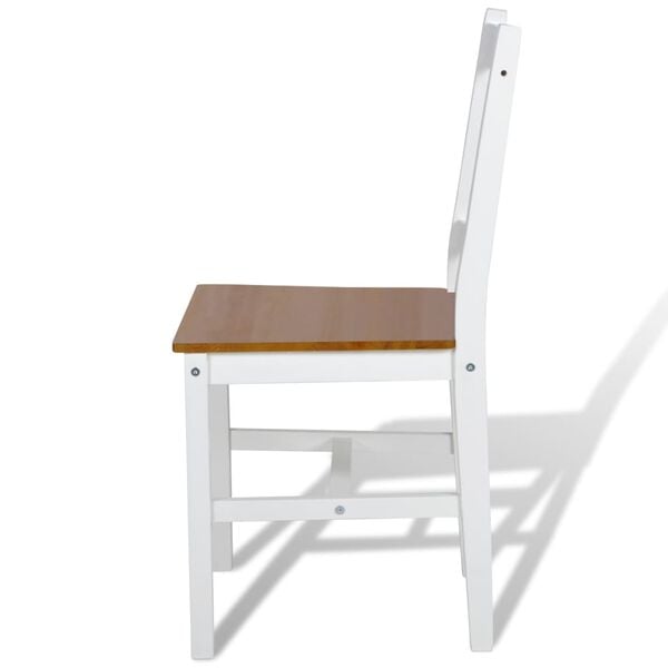 vidaXL Dining Chair Set of 6 White and natural wood Pine wood Standard