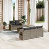 vidaXL Garden Sofa Set Grey Poly Rattan, Powder-Coated Steel, Tempered Glass