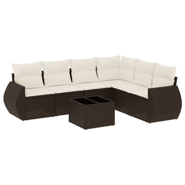 vidaXL Garden Sofa Set Brown and Cream