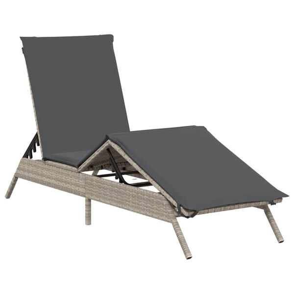 vidaXL Sun Lounger Light Grey PE rattan, powder-coated steel Standard