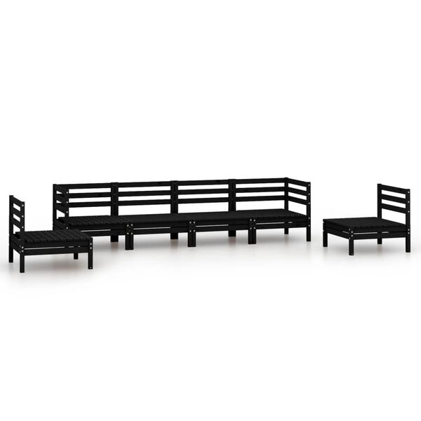 vidaXL Garden Lounge Set Black Solid pine wood 6-piece set Modular
