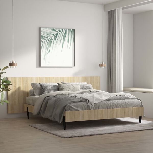 vidaXL Wall Headboard Sonoma Oak 94.5x0.6x31.5" Engineered Wood