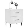 vidaXL Bedside Cabinet Set of 2 White Engineered wood, iron, aluminum