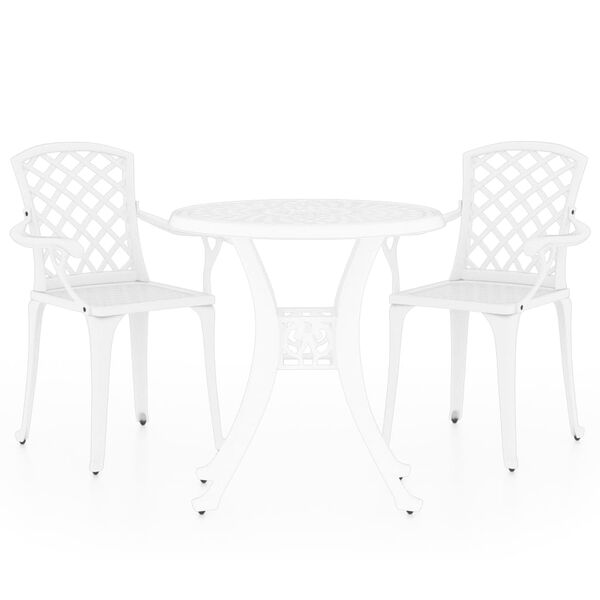 vidaXL Bistro Set White Cast Aluminum Medium Tough Bistro Set Round