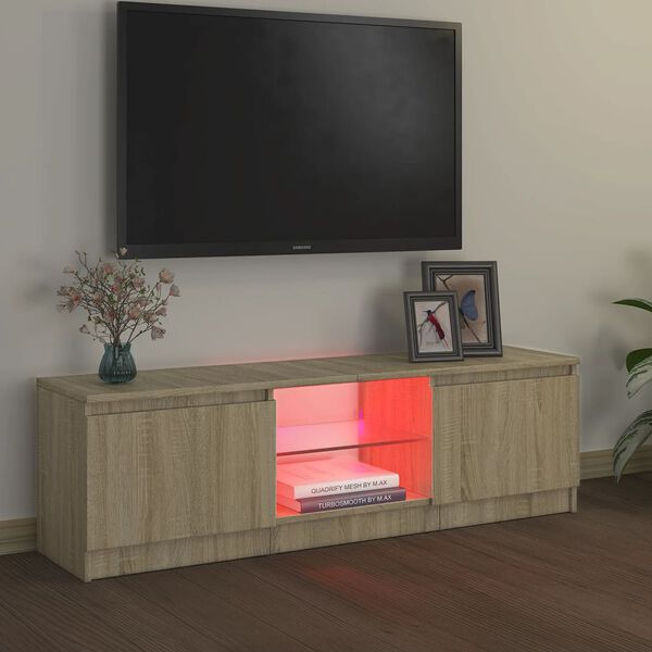vidaXL TV Stand with LED Lights Sonoma Oak 47.2"x11.8"x14.2"