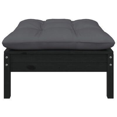 vidaXL Patio Footstool with Anthracite Cushion Black Solid Pinewood