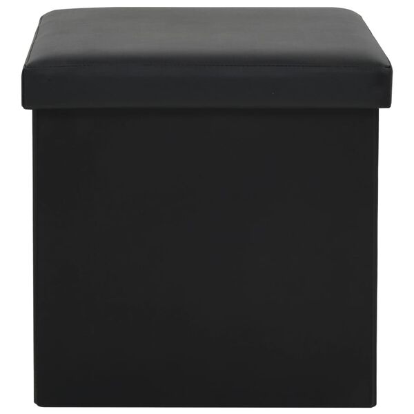 vidaXL Storage Stool Black Faux leather, MDF, Foam Medium Foldable